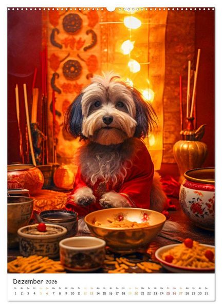 Produktbild: Hunde & Ramen - Ein Jahr voller Genuss und Freude (Wandkalender 2026 DIN A2 hoch), CALVENDO Monatskalender