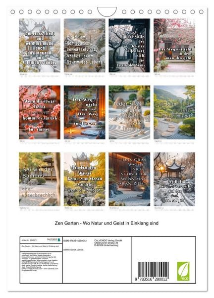 Produktbild: Zen Garten - Wo Natur und Geist in Einklang sind (Wandkalender 2026 DIN A4 hoch), CALVENDO Monatskalender
