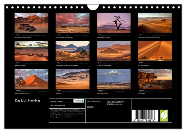 Produktbild: Das Licht Namibias (Wandkalender 2026 DIN A4 quer), CALVENDO Monatskalender