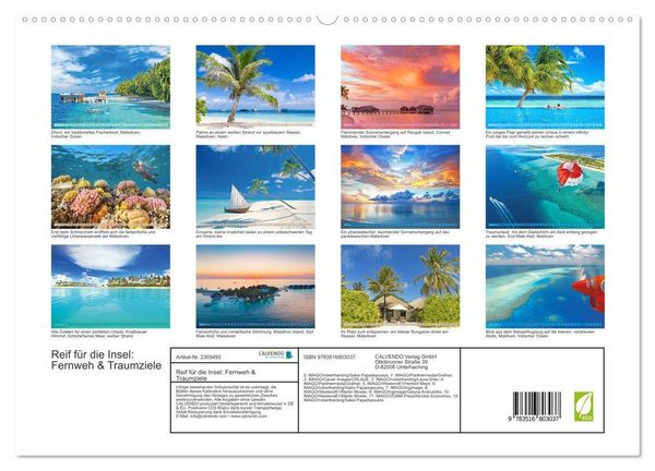 Produktbild: Reif f&uuml;r die Insel: Fernweh & Traumziele (hochwertiger Premium Wandkalender 2027 DIN A2 quer), Kunstdruck in Hochglanz