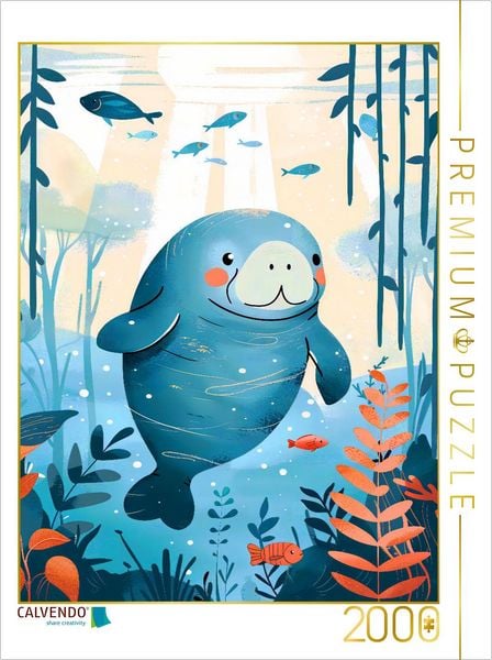 CALVENDO Puzzle Seekuh im Meer. Wanddeko | 2000 Teile Lege-Größe 90x67cm Foto-Puzzle für glückliche Stunden