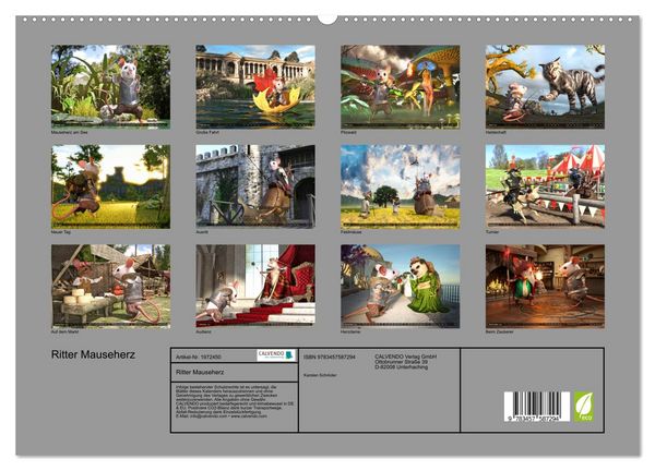 Produktbild: Ritter Mauseherz (hochwertiger Premium Wandkalender 2026 DIN A2 quer), Kunstdruck in Hochglanz