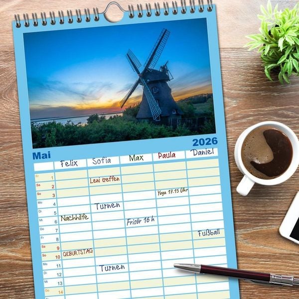 Produktbild: Familienplaner 2026 - Sonne und Meer - Meer geht immer mit 5 Spalten (Wandkalender, 21 x 45 cm) CALVENDO