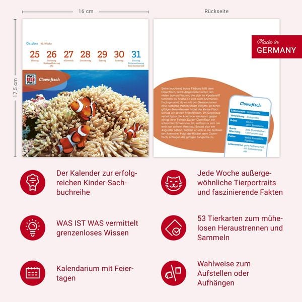 Produktbild: WAS IST WAS Geniale Tiere Postkartenkalender 2027 - Kalender mit 53 Sammelkarten