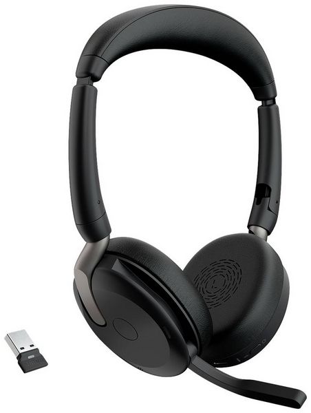 Produktbild: Jabra Evolve2 65 Flex Link380a UC On Ear Headset Bluetooth&reg; Stereo Schwarz Noise Cancelling Headset, Mikrofon-Stummschaltung, Lautst&auml;rkeregelung,
