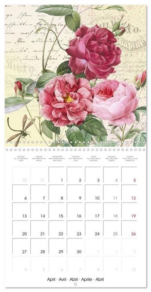 Produktbild: The Magical Roses Collages with roses from Pierre Joseph Redout&eacute; (Wall Calendar 2026 12 &times; 12 Inch) CALVENDO 12 Month Wall Calendar