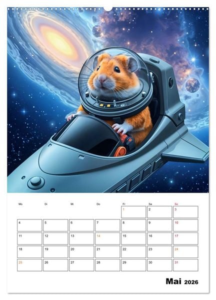 Produktbild: Space Hamster - Mit KI Hamster Astronauten im Weltall (Wandkalender 2026 DIN A2 hoch), CALVENDO Monatskalender