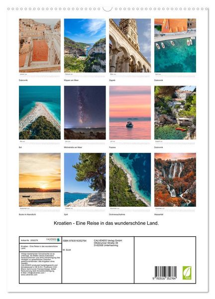 Produktbild: Kroatien - Eine Reise in das wundersch&ouml;ne Land. (Wandkalender 2026 DIN A2 hoch), CALVENDO Monatskalender