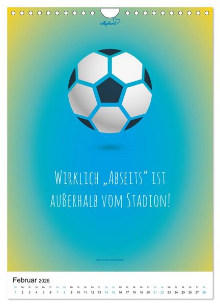 Produktbild: vollgeherzt: Der lustige Zitate-Wandkalender f&uuml;r Fu&szlig;ballfans und Sportbegeisterte! (Wandkalender 2026 DIN A4 hoch), CALVENDO Monatskalender