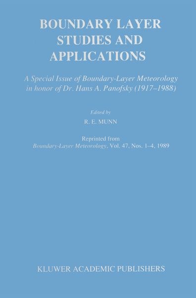 Produktbild: Boundary Layer Studies and Applications