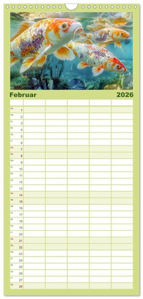 Produktbild: Familienplaner 2026 - Kois - Ein Juwel unter Fischen mit 5 Spalten (Wandkalender, 21 x 45 cm) CALVENDO
