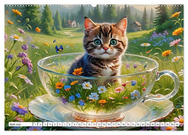 Produktbild: Tierische Tee-Parade (hochwertiger Premium Wandkalender 2026 DIN A2 quer), Kunstdruck in Hochglanz