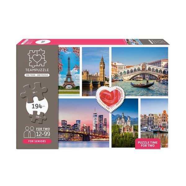 Produktbild: TEAMPUZZLE &ndash; St&auml;dte &ndash; 194 Teile &ndash; Seniorenpuzzle mit gro&szlig;en & kleinen Teilen