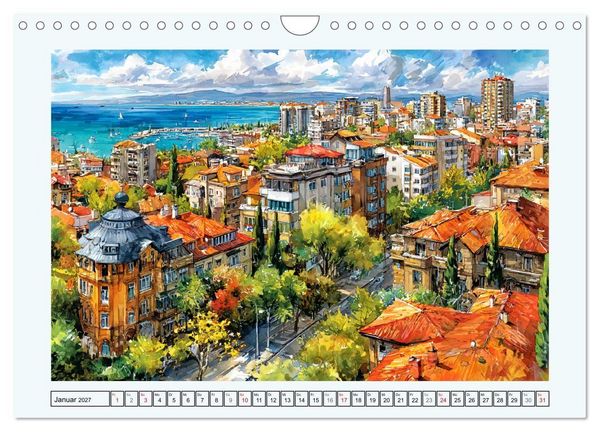 Produktbild: Bulgarien. K&uuml;nstlerische Aquarelle zwischen Altstadt und Meer (Wandkalender 2027 DIN A4 quer), CALVENDO Monatskalender