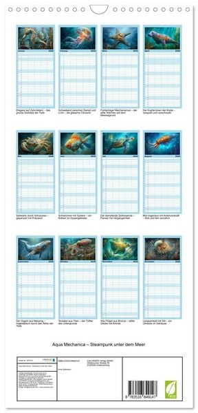 Produktbild: Familienplaner 2026 - Aqua Mechanica &ndash; Steampunk unter dem Meer mit 5 Spalten (Wandkalender, 21 x 45 cm) CALVENDO