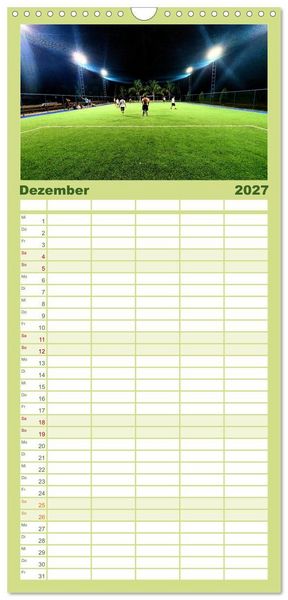 Produktbild: Familienplaner 2027 - Fu&szlig;ball - pure Leidenschaft mit 5 Spalten (Wandkalender, 21 x 45 cm) CALVENDO