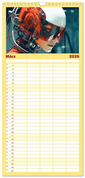 Produktbild: Familienplaner 2026 - Roboter Portraits. Zukunft und Visionen mit 5 Spalten (Wandkalender, 21 x 45 cm) CALVENDO