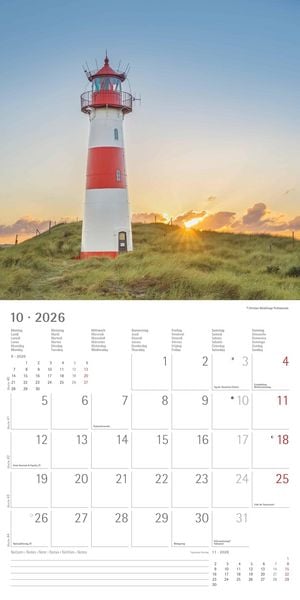 Produktbild: Seeblick 2026 - Broschürenkalender 30x30 cm (30x60 geöffnet) - Kalender mit Platz für Notizen - Sea View - Bildkalender - Wandplaner - Wandkalender