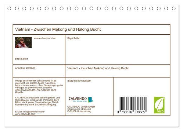 Produktbild: Vietnam - Zwischen Mekong und Halong Bucht (Tischkalender 2026 DIN A5 quer), CALVENDO Monatskalender