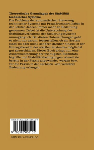 Produktbild: Theoretische Grundlagen der Stabilit&auml;t technischer Systeme