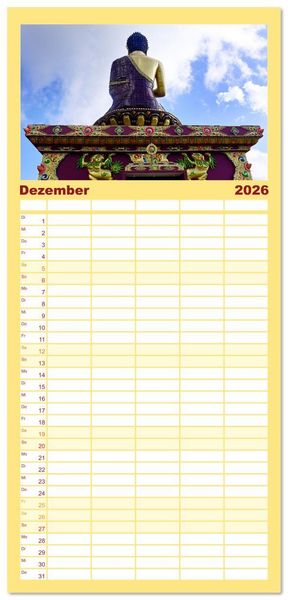 Produktbild: Familienplaner 2026 - Buddhas & Bhodisattvas mit 5 Spalten (Wandkalender, 21 x 45 cm) CALVENDO