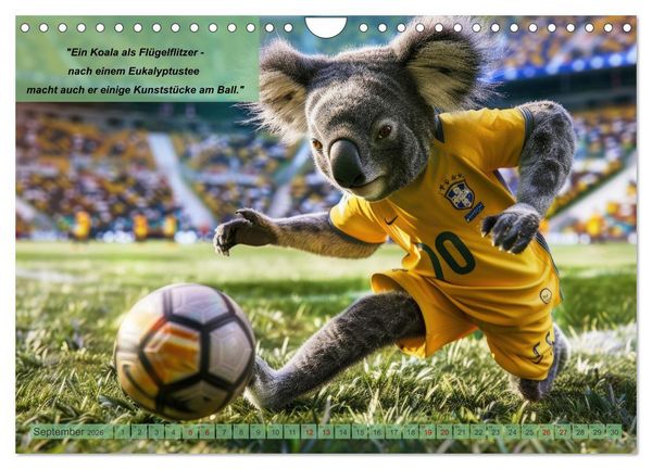 Produktbild: Der tierisch lustige Fu&szlig;ballkalender (Wandkalender 2026 DIN A4 quer), CALVENDO Monatskalender