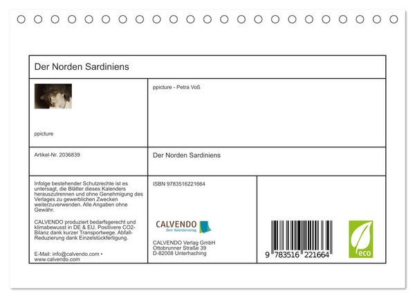 Produktbild: Der Norden Sardiniens (Tischkalender 2026 DIN A5 quer), CALVENDO Monatskalender