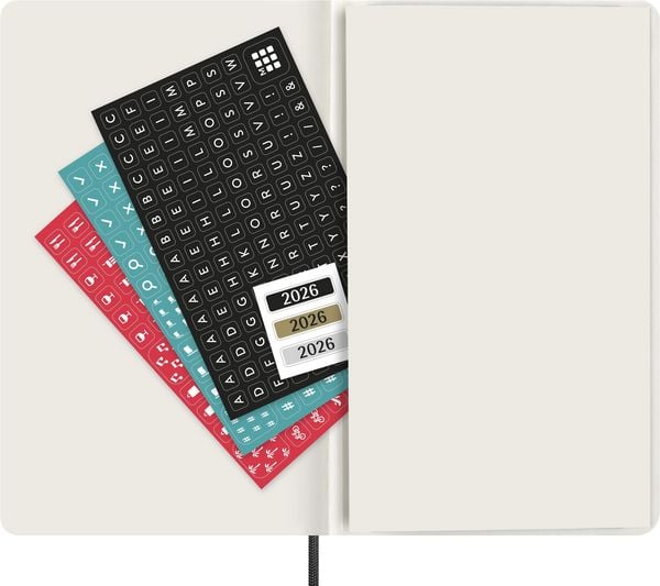 Moleskine 12 Monate Wochen Notizkalender Deutsch 2026, Large/A5, 1 Wo = 1 Seite, rechts linierte Seite, Weicher Einband, Schwarz