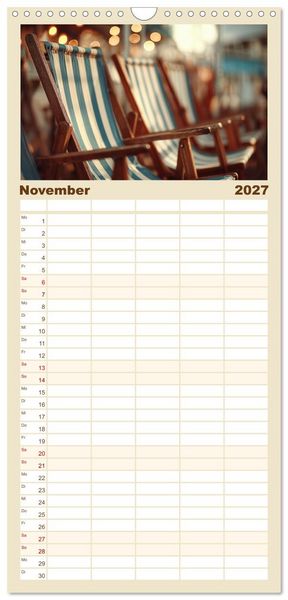 Produktbild: Familienplaner 2027 - St&uuml;hle K&ouml;rbe Liegen mit 5 Spalten (Wandkalender, 21 x 45 cm) CALVENDO