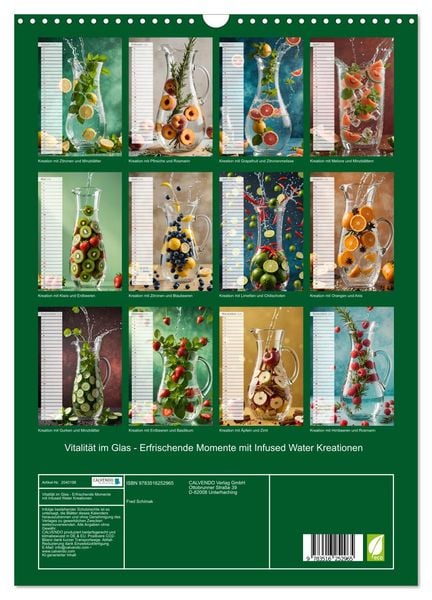 Produktbild: Vitalit&auml;t im Glas - Erfrischende Momente mit Infused Water Kreationen (Wandkalender 2026 DIN A3 hoch), CALVENDO Monatskalender