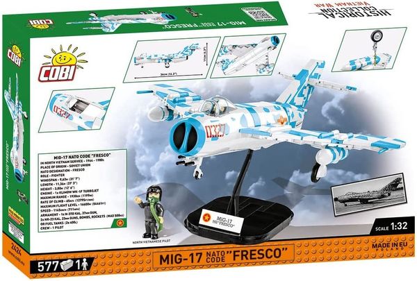 COBI Historical Collection 2424 - MiG-17 NATO Code Fresco, Jagdflugzeug, Vietman War, 577 Klemmbausteine