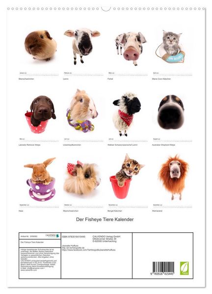 Produktbild: Der Fisheye Tiere Kalender (hochwertiger Premium Wandkalender 2026 DIN A2 hoch), Kunstdruck in Hochglanz