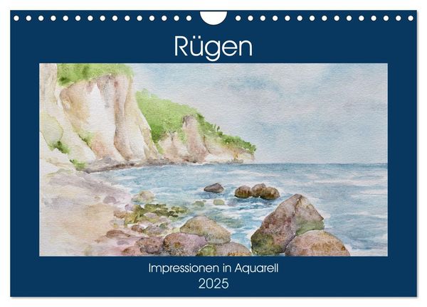 Rügen Impressionen in Aquarell (Wandkalender 2025 DIN A4 quer), CALVENDO Monatskalender