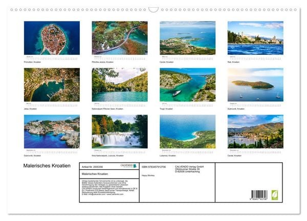 Produktbild: Malerisches Kroatien (Wandkalender 2026 DIN A2 quer), CALVENDO Monatskalender