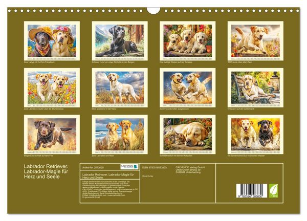 Produktbild: Labrador Retriever. Labrador-Magie f&uuml;r Herz und Seele (Wandkalender 2026 DIN A3 quer), CALVENDO Monatskalender