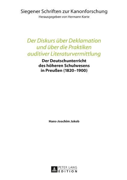 Produktbild: Der Diskurs &uuml;ber Deklamation und &uuml;ber die Praktiken auditiver Literaturvermittlung