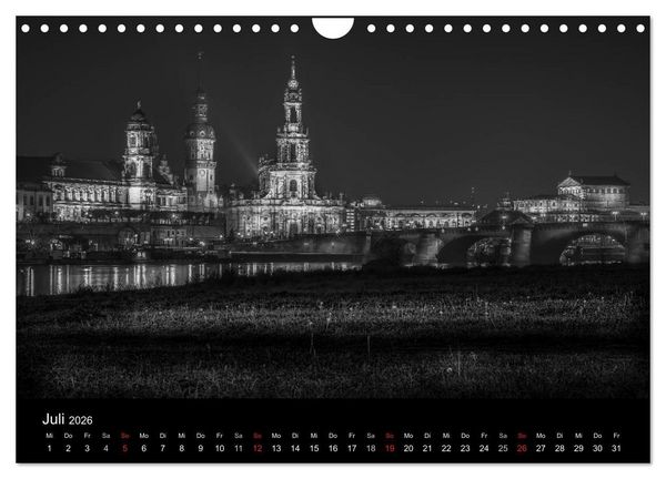 Produktbild: Dresden - Elbflorenz bei Nacht (Wandkalender 2026 DIN A4 quer), CALVENDO Monatskalender