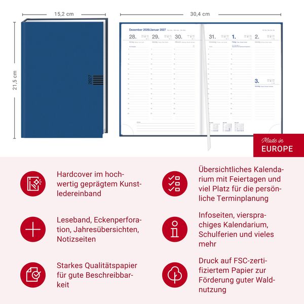 Produktbild: Wochen-Cheftimer A5, blau 2027