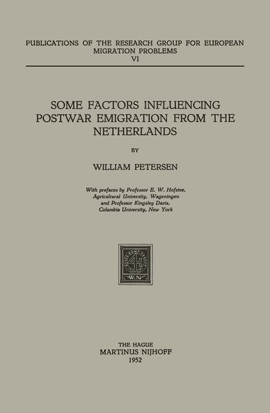 Produktbild: Some Factors Influencing Postwar Emigration from the Netherlands