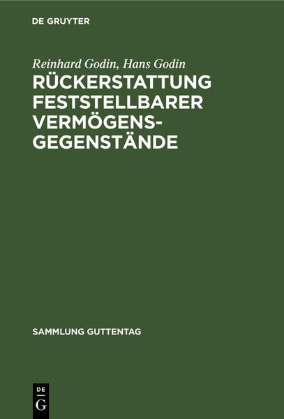 Produktbild: R&uuml;ckerstattung feststellbarer Verm&ouml;gensgegenst&auml;nde