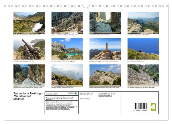 Produktbild: Tramuntana Trekking - Wandern auf Mallorca (Wandkalender 2026 DIN A3 quer), CALVENDO Monatskalender