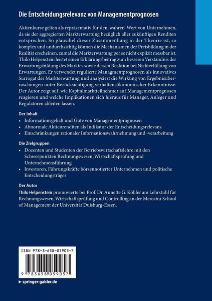 Produktbild: Die Entscheidungsrelevanz von Managementprognosen