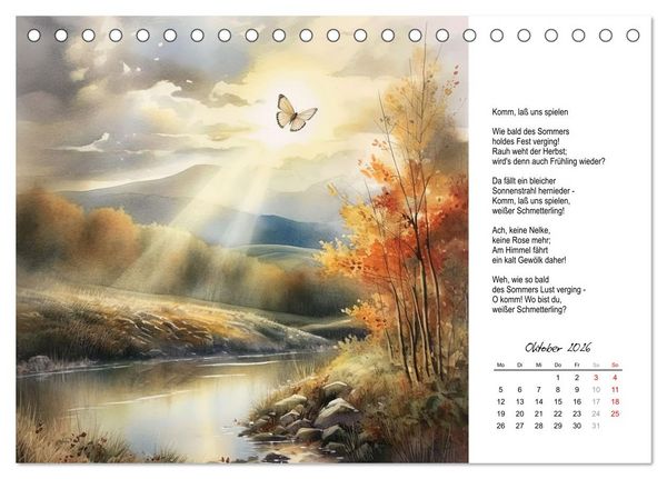 Produktbild: Gedichte von Theodor Storm (Tischkalender 2026 DIN A5 quer), CALVENDO Monatskalender