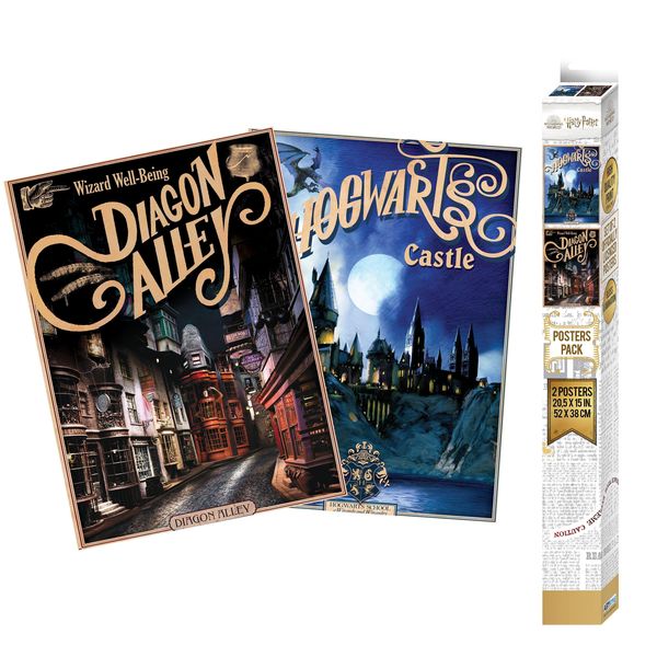Produktbild: HARRY POTTER - Set 2 Chibi Posters - Retro Hogwarts&Diagon (