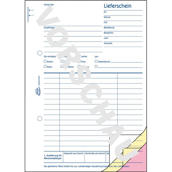 Produktbild: AVERY Zweckform Lieferschein mit Empfangsschein selbstdurchschreibend DIN A5 120 Blatt