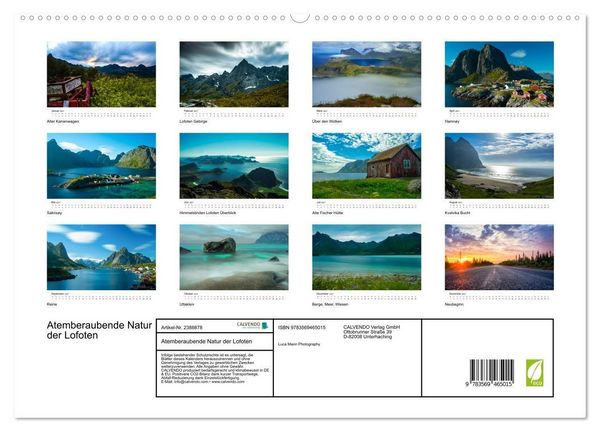 Produktbild: Atemberaubende Natur der Lofoten (hochwertiger Premium Wandkalender 2027 DIN A2 quer), Kunstdruck in Hochglanz