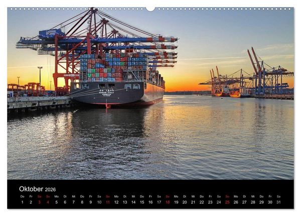 Produktbild: Hamburger Hafen (hochwertiger Premium Wandkalender 2026 DIN A2 quer), Kunstdruck in Hochglanz