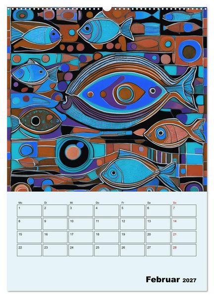 Produktbild: Farbenfrohe Tiermalerei (hochwertiger Premium Wandkalender 2027 DIN A2 hoch), Kunstdruck in Hochglanz