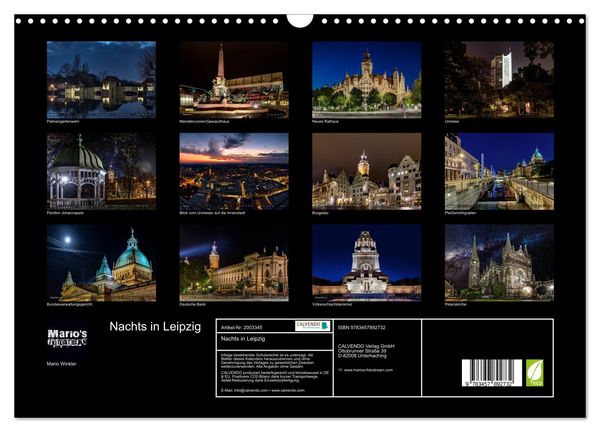 Produktbild: Nachts in Leipzig (Wandkalender 2026 DIN A3 quer), CALVENDO Monatskalender