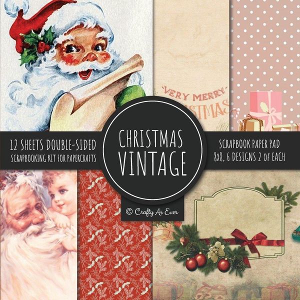 Produktbild: Vintage Christmas Scrapbook Paper Pad 8x8 Scrapbooking Kit for Papercrafts, Cardmaking, DIY Crafts, Holiday Theme, Retro Design